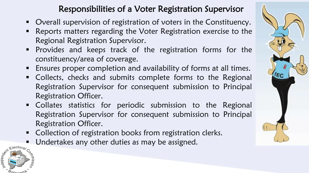 responsibilities of a voter registration