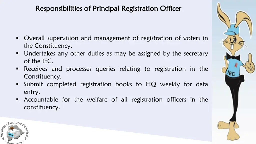 responsibilities of principal registration