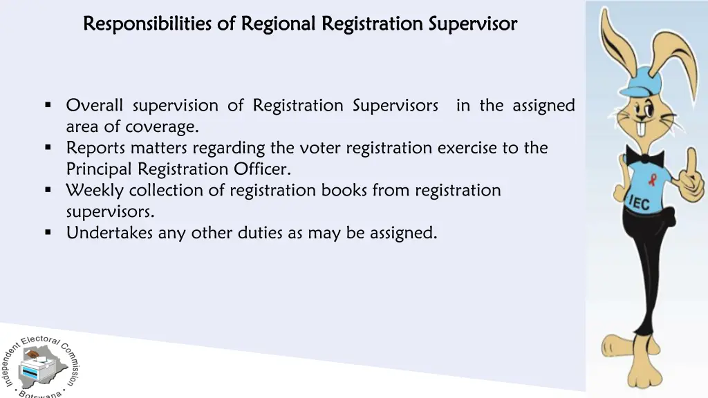 responsibilities of regional registration