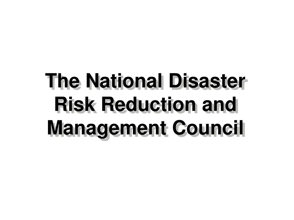 the national disaster risk reduction