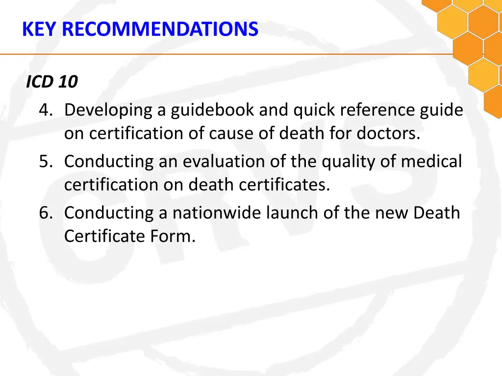 key recommendations 8