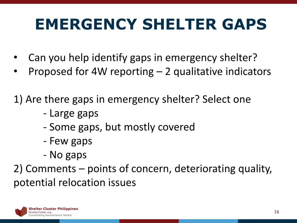 emergency shelter gaps