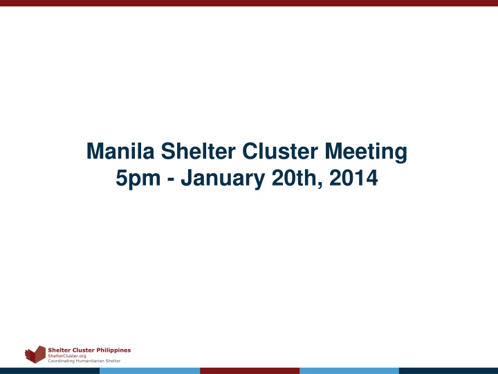 manila shelter cluster meeting 5pm january 20th