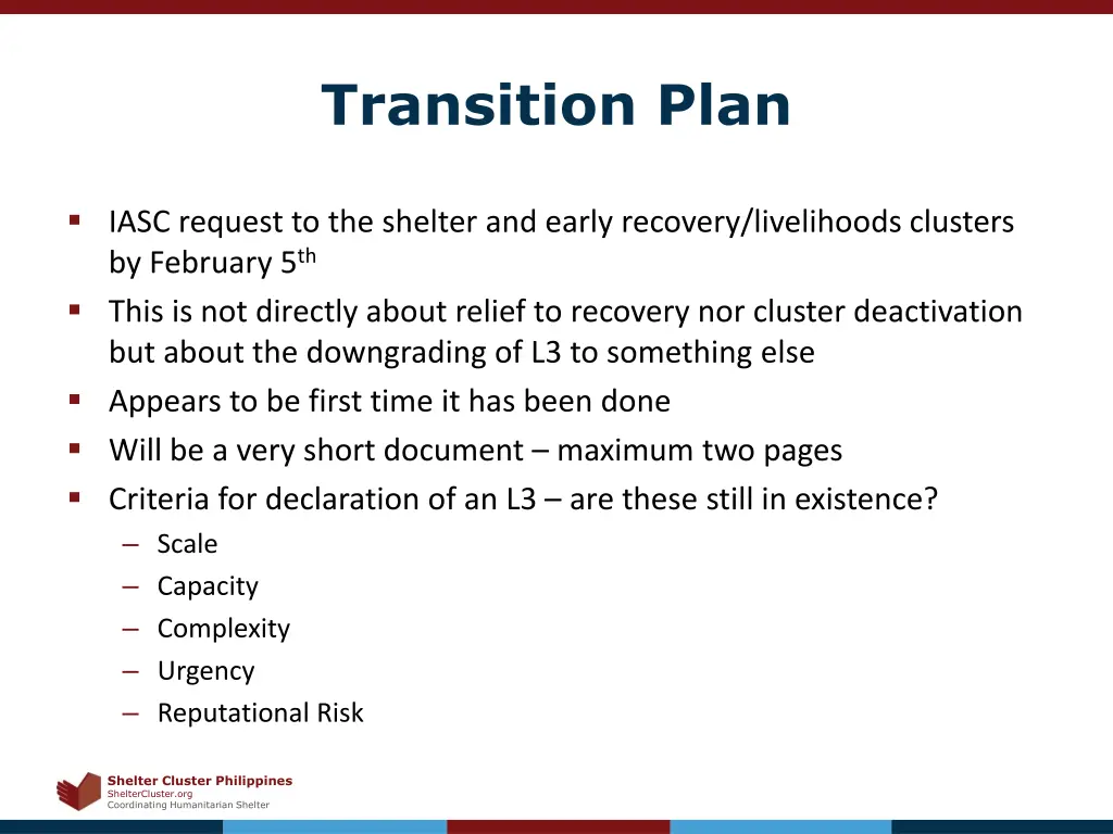 transition plan