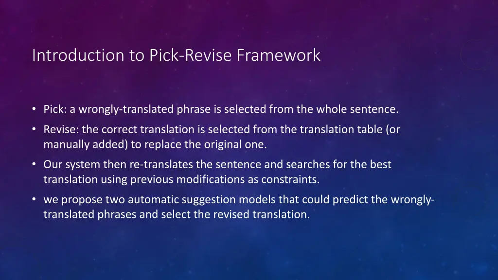 introduction to pick revise framework