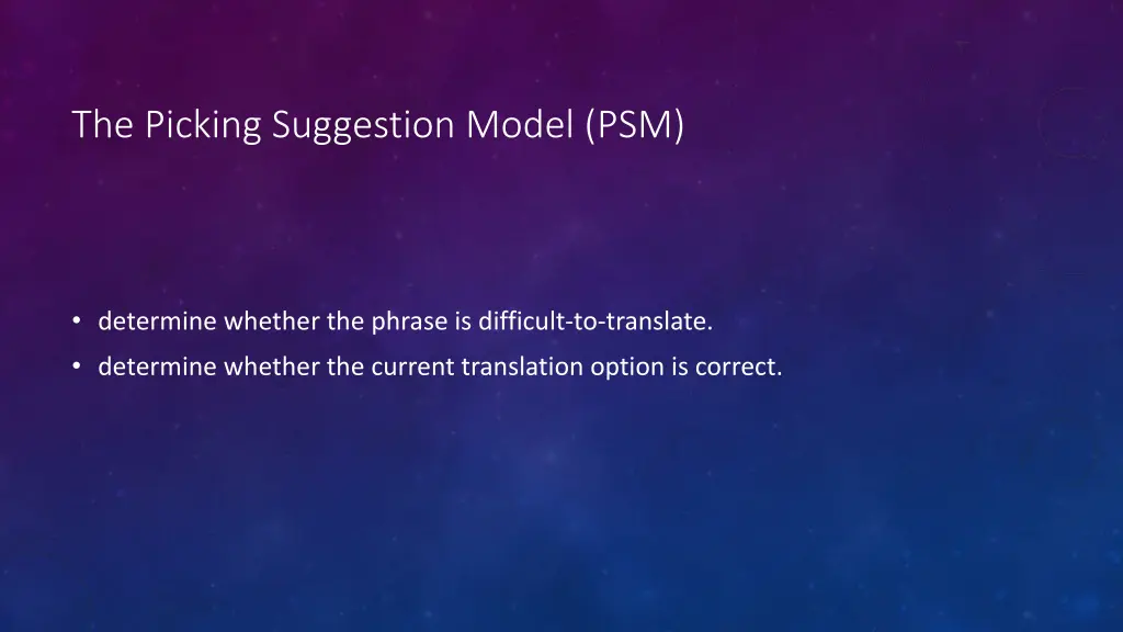 the picking suggestion model psm 1