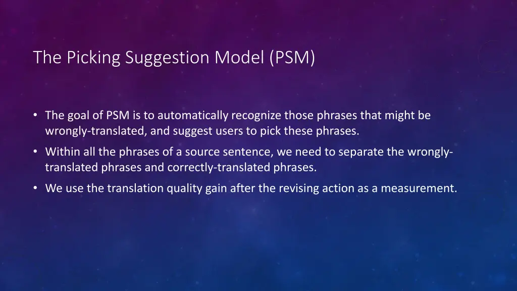 the picking suggestion model psm