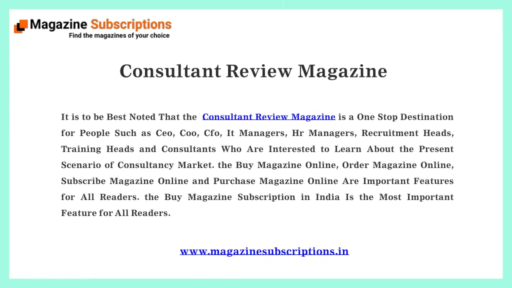 consultant review magazine