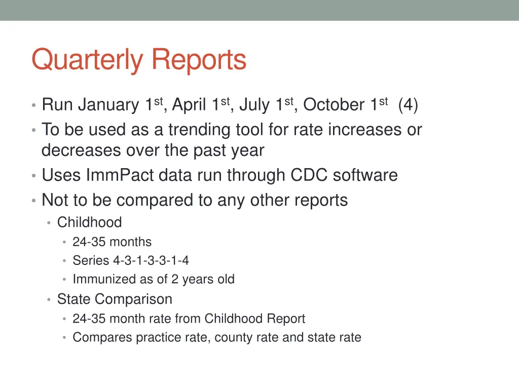 quarterly reports