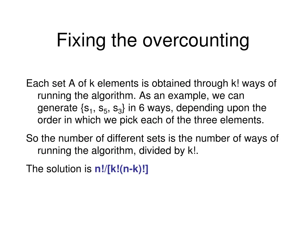 fixing the overcounting