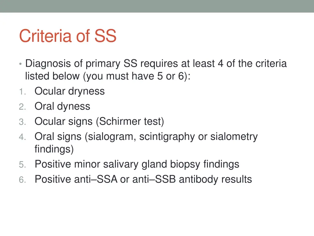 criteria of ss