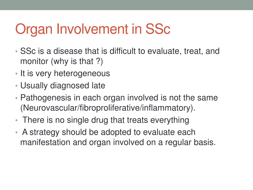 organ involvement in ssc