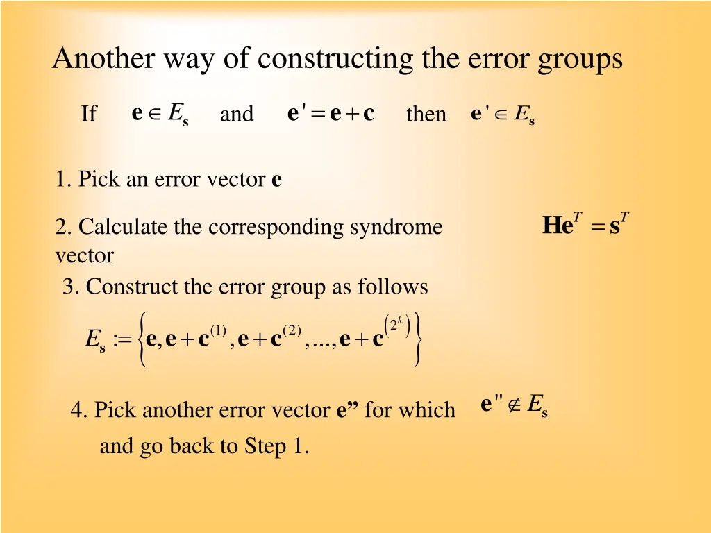 another way of constructing the error groups