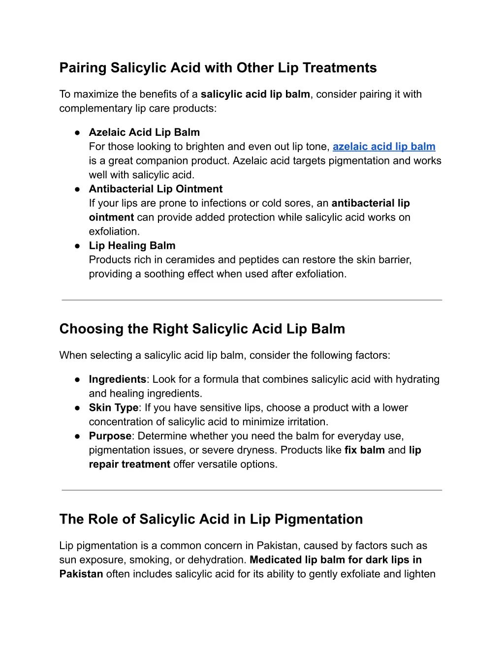 pairing salicylic acid with other lip treatments