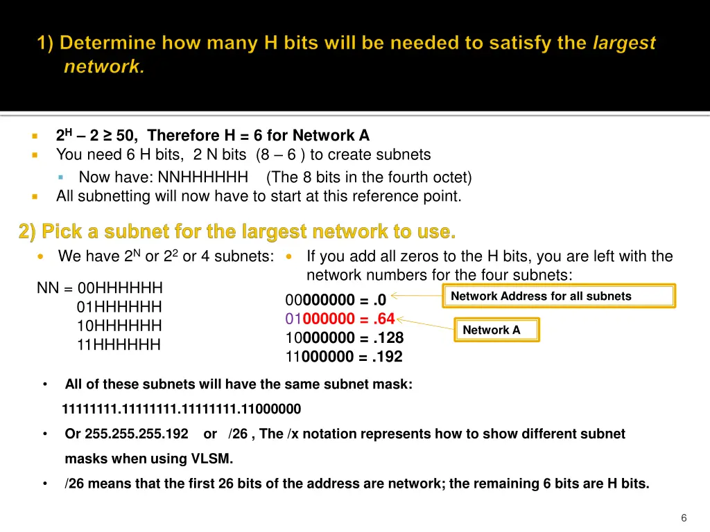 2 h 2 50 therefore h 6 for network a you need