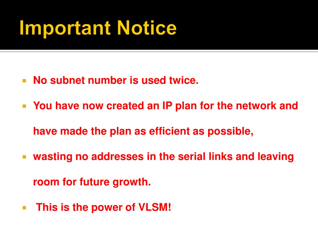 no subnet number is used twice