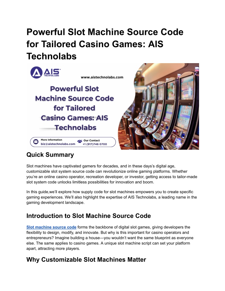 powerful slot machine source code for tailored