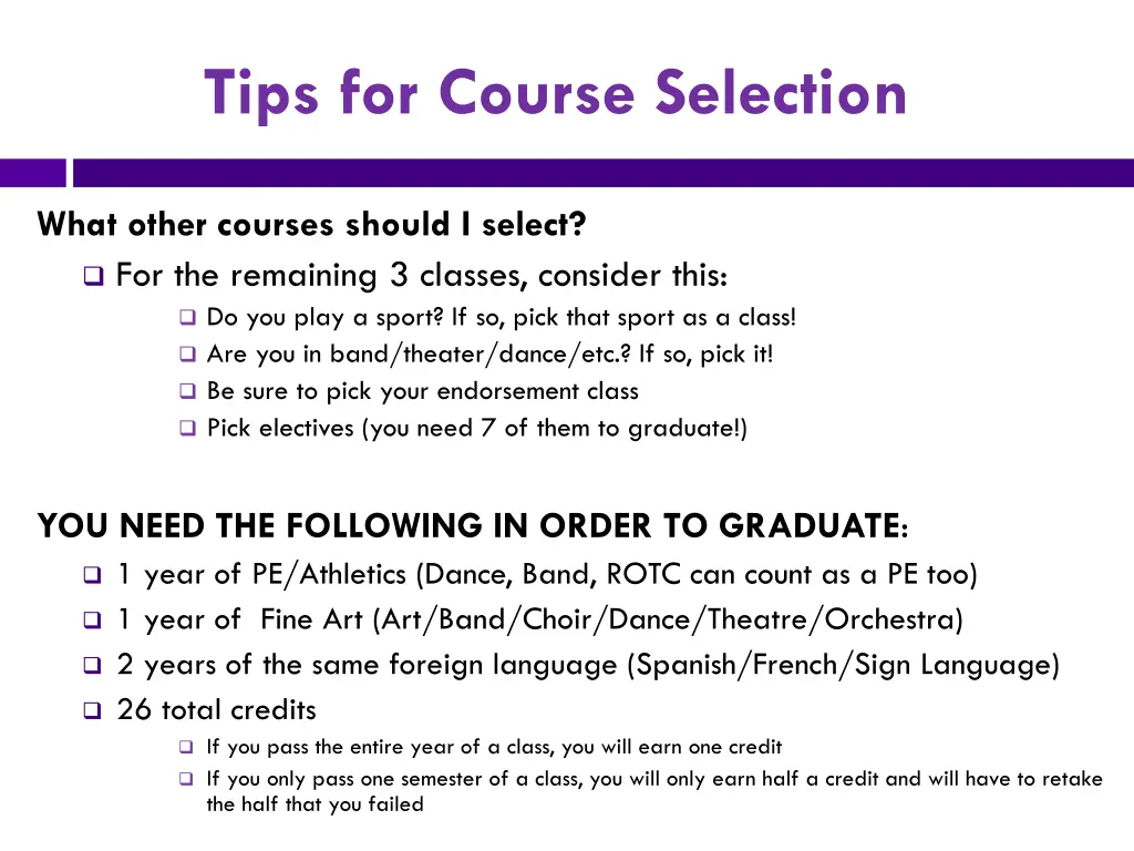 tips for course selection 1