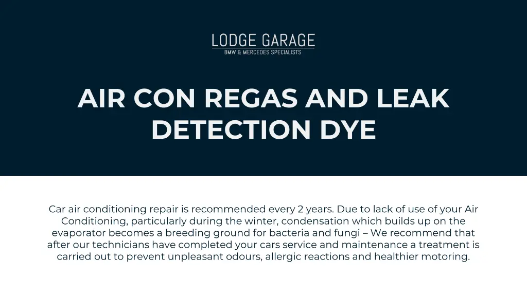 air con regas and leak detection dye