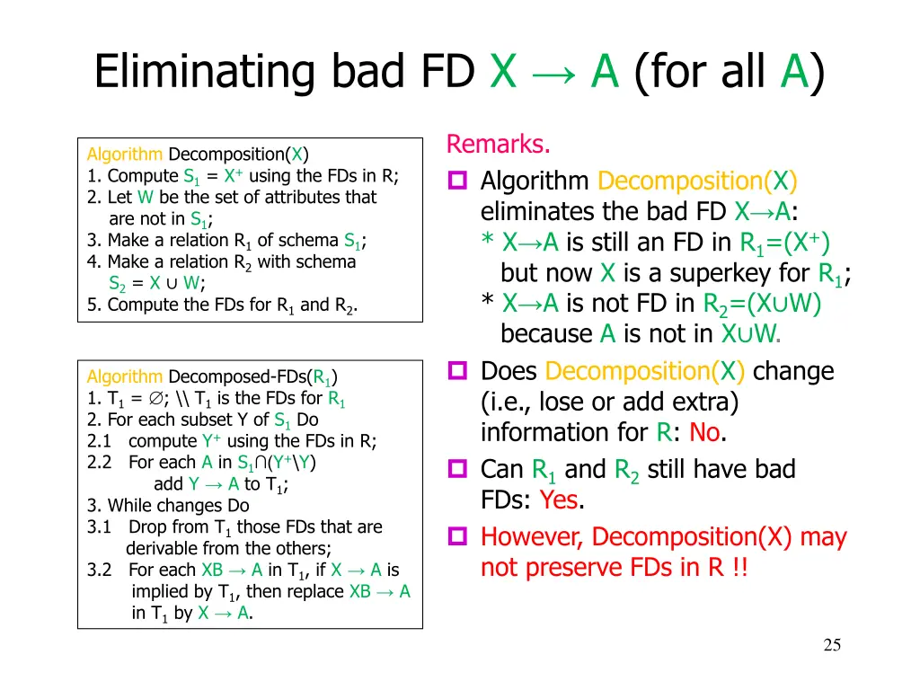 eliminating bad fd x a for all a 1