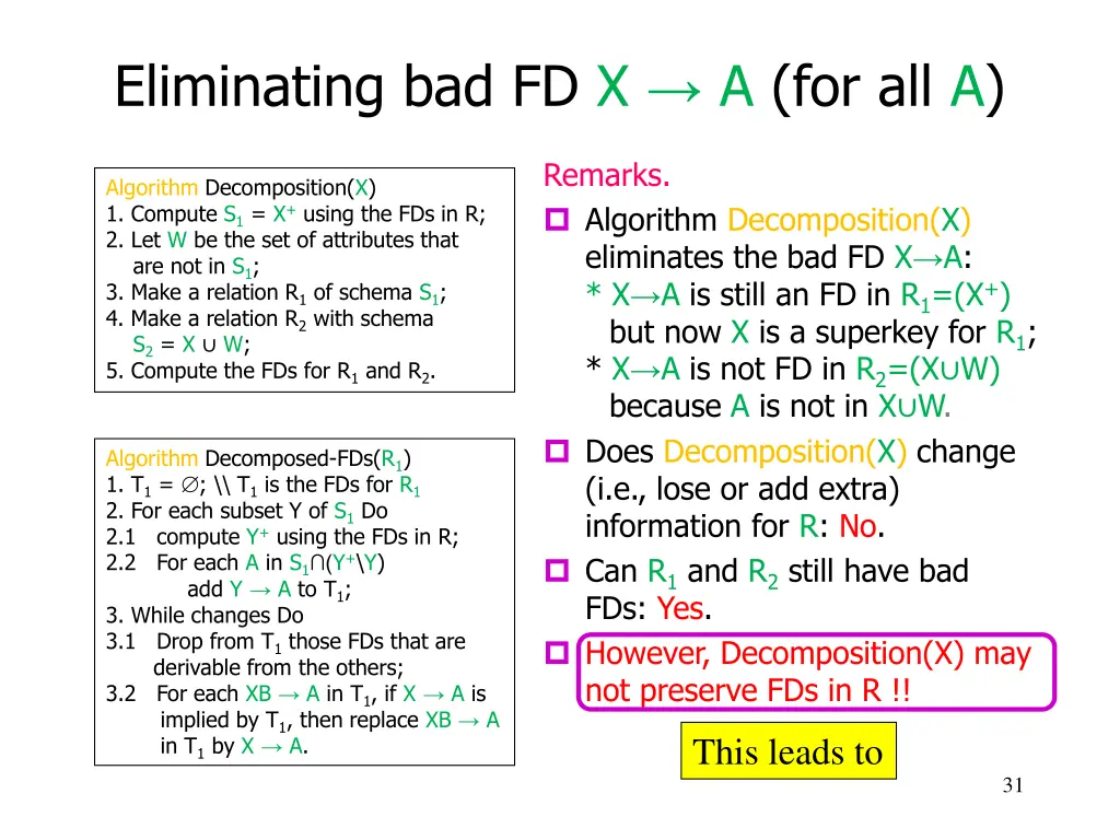 eliminating bad fd x a for all a 3