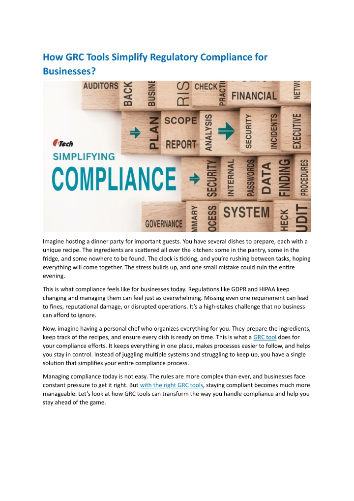 how grc tools simplify regulatory compliance