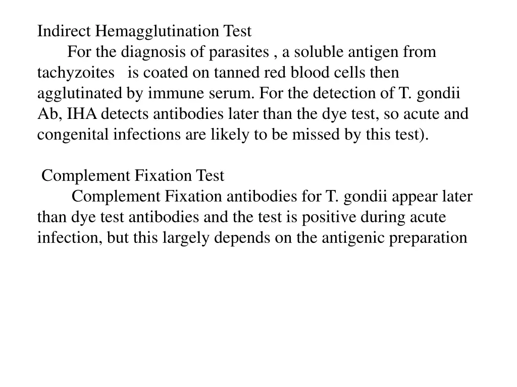 indirect hemagglutination test for the diagnosis