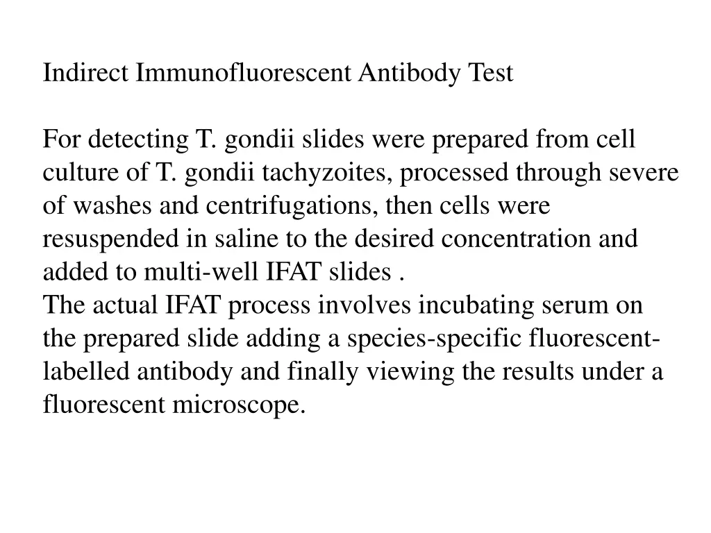 indirect immunofluorescent antibody test