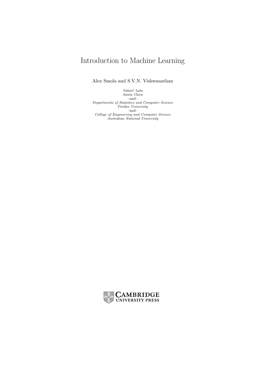 introduction to machine learning 1