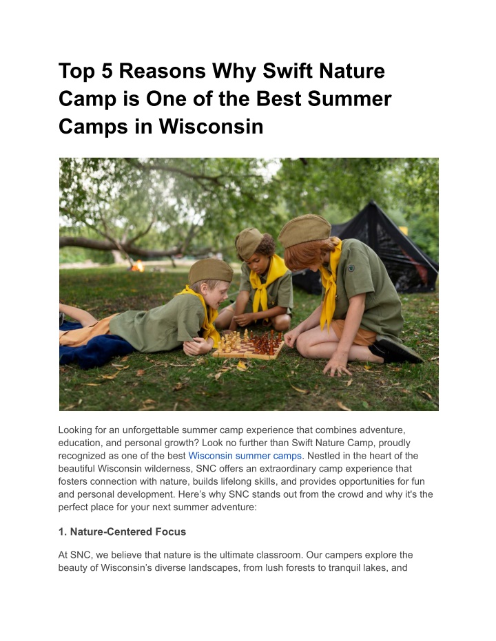 top 5 reasons why swift nature camp