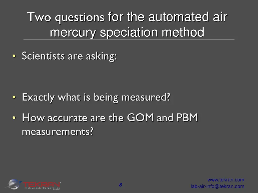 two questions for the automated air mercury