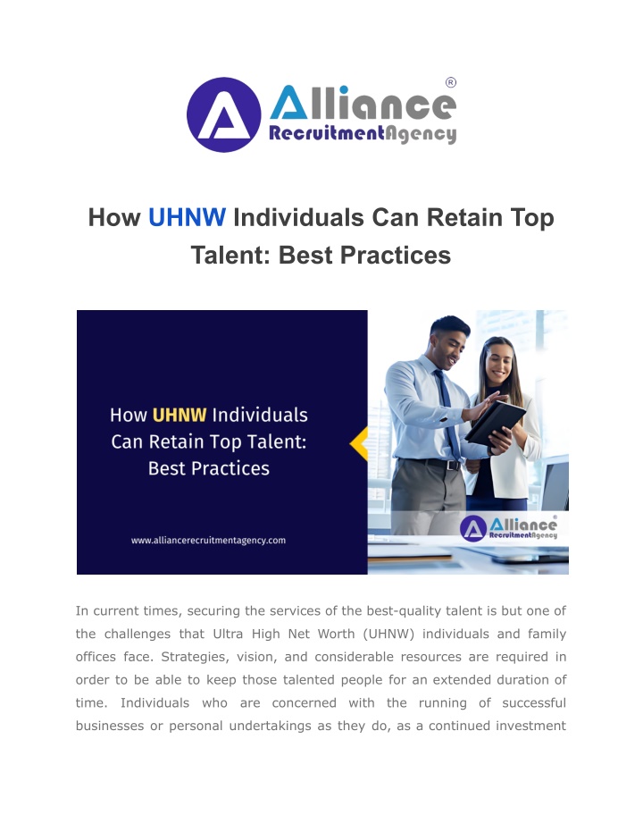 how uhnw individuals can retain top talent best