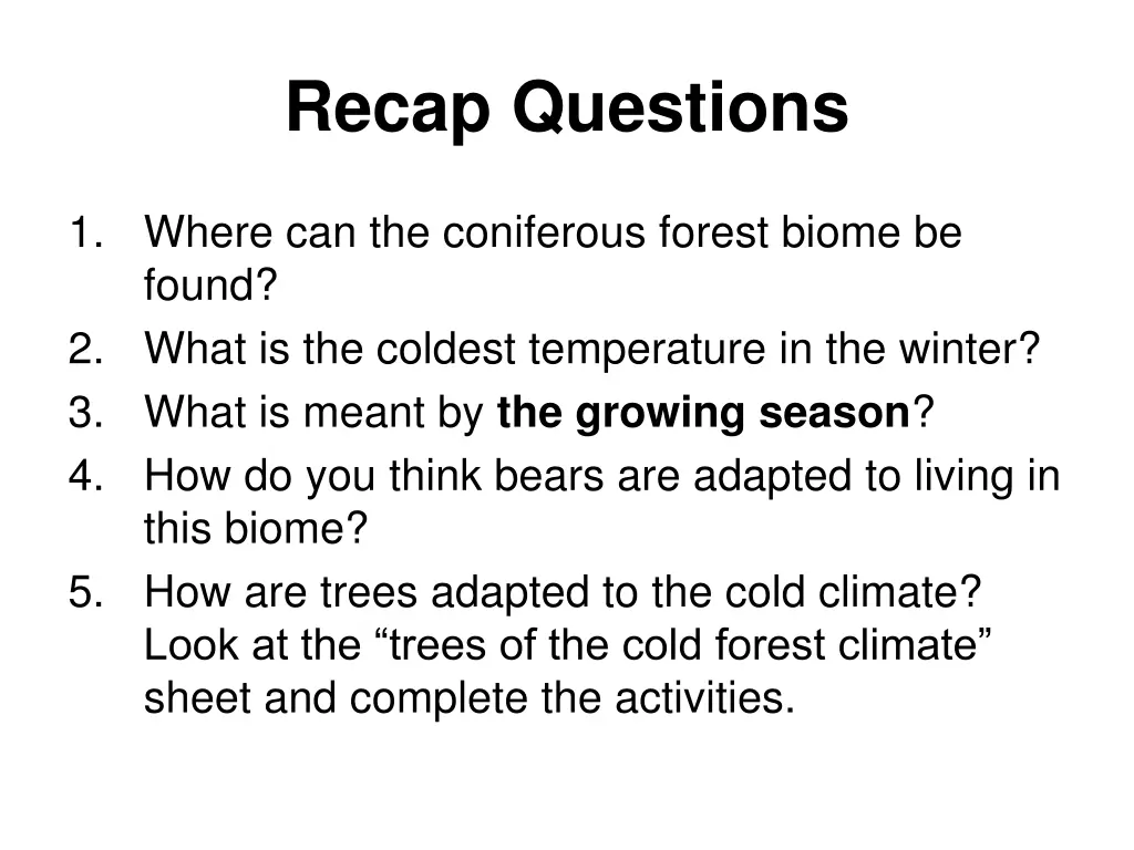 recap questions