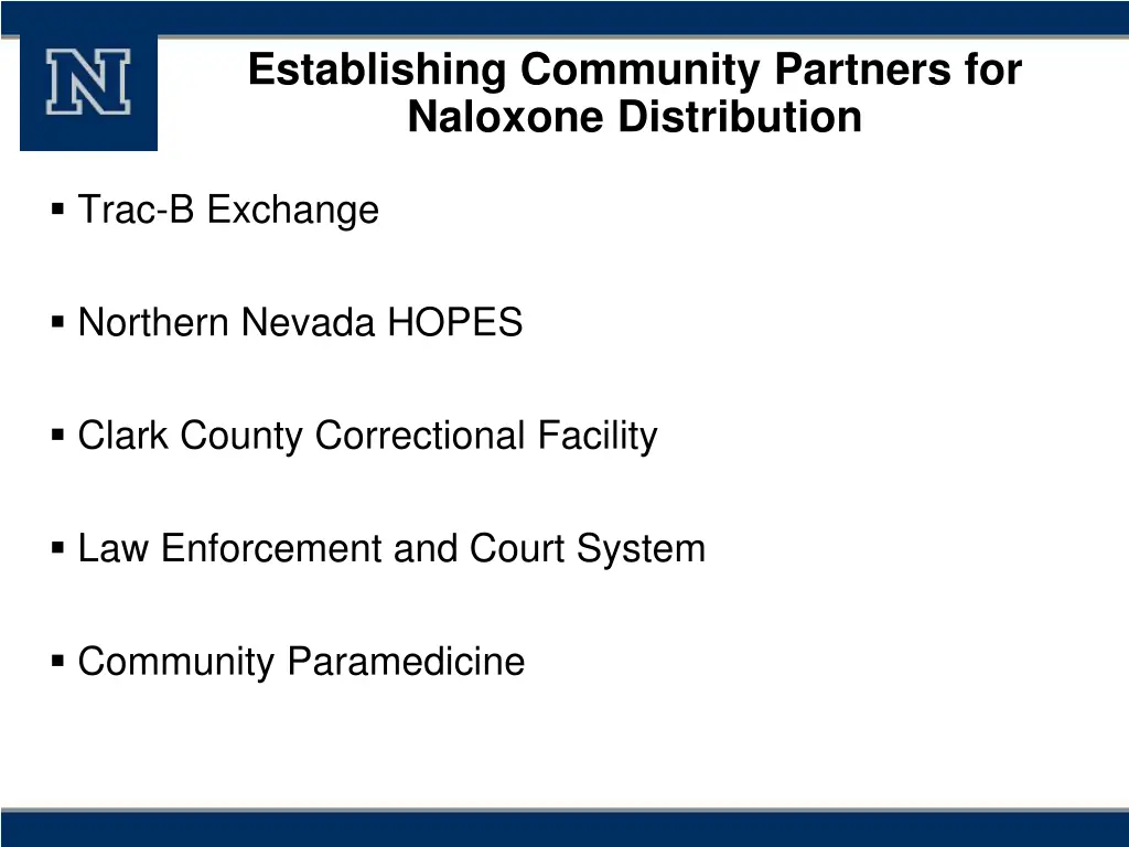 establishing community partners for naloxone