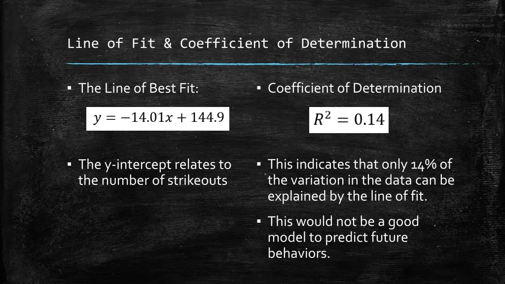 line of fit coefficient of determination