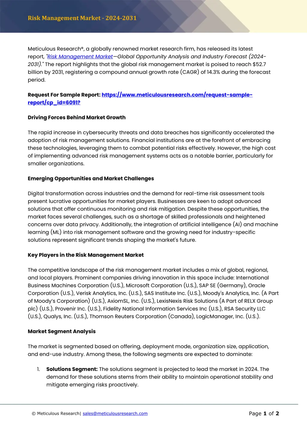 risk management market 2024 2031