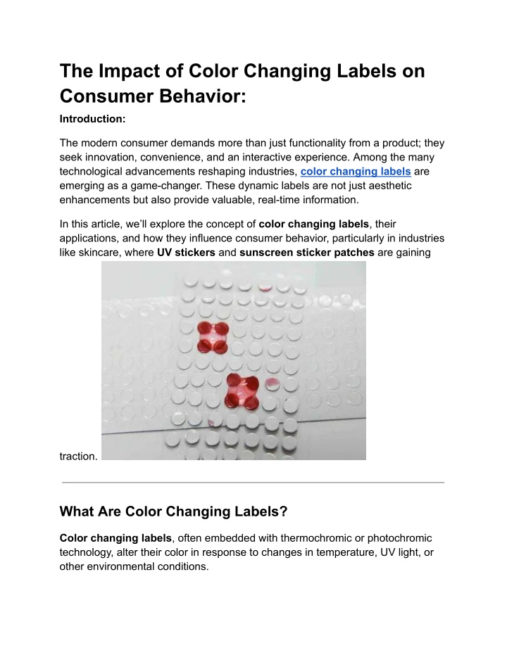 the impact of color changing labels on consumer