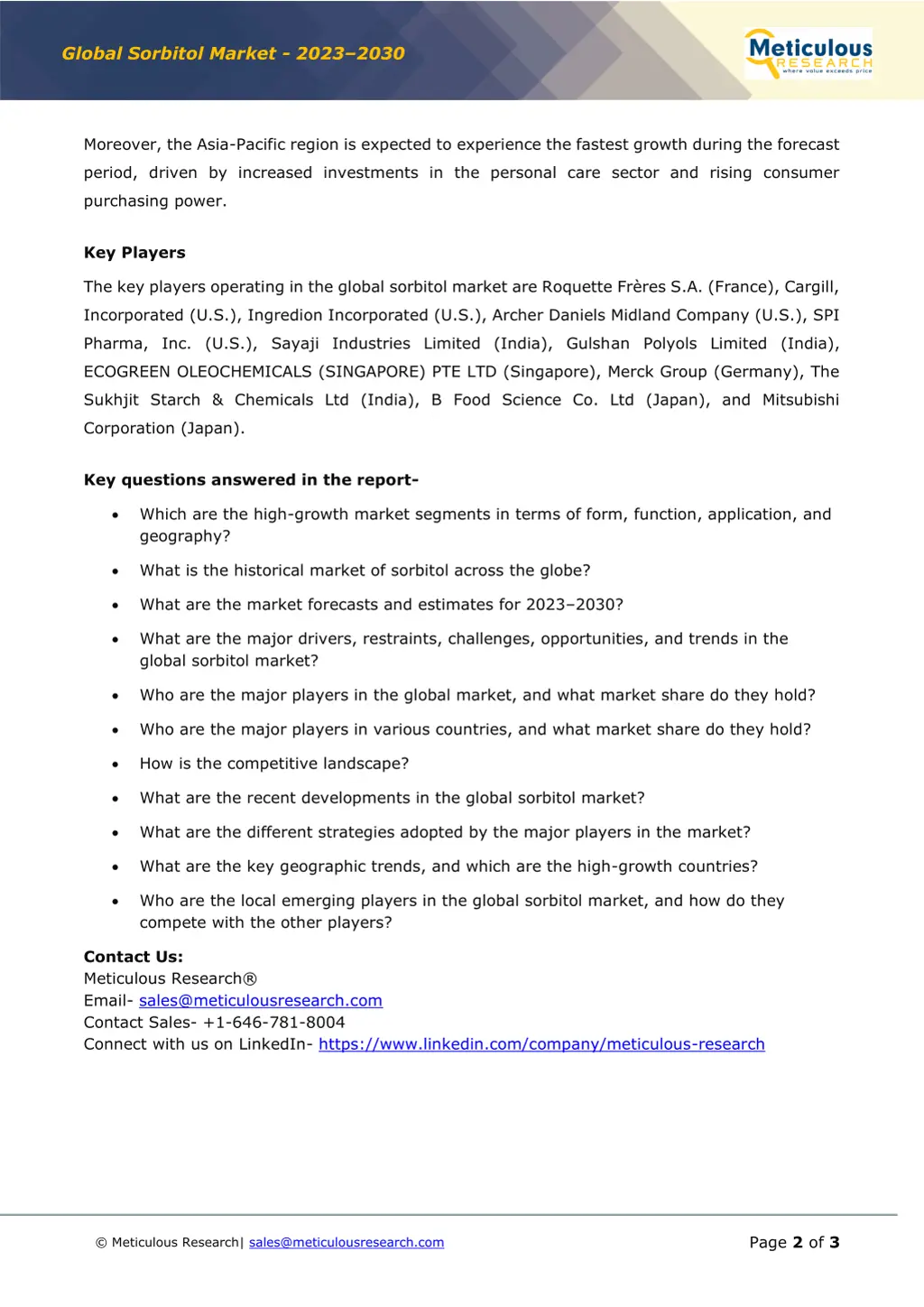 global sorbitol market 2023 2030 1