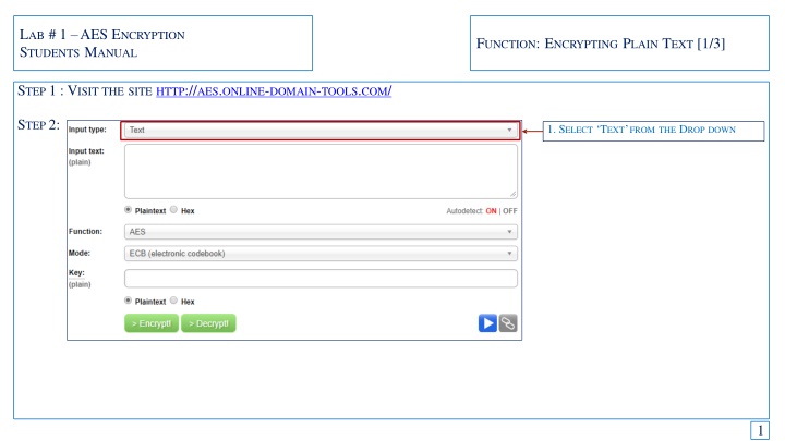 l ab 1 aes e ncryption s tudents m anual