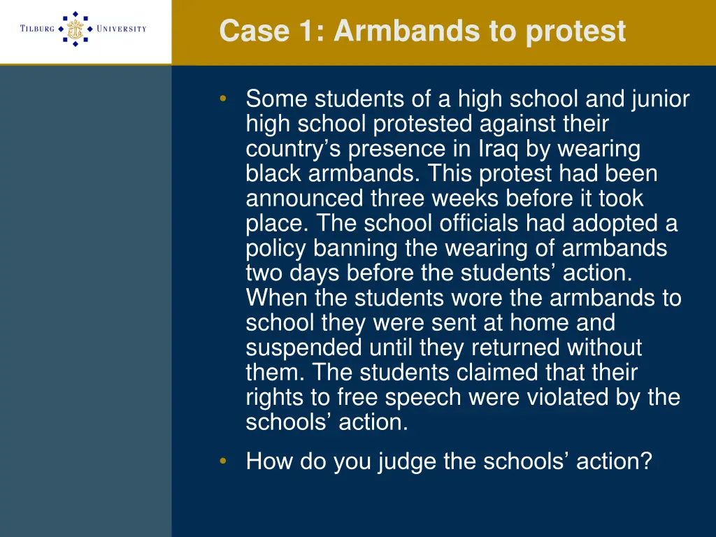 case 1 armbands to protest