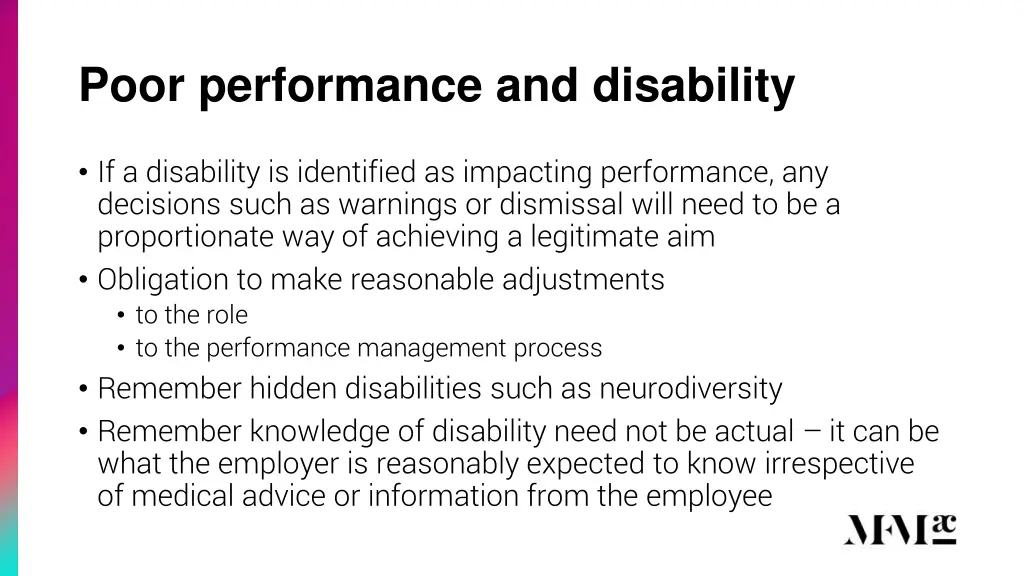 poor performance and disability