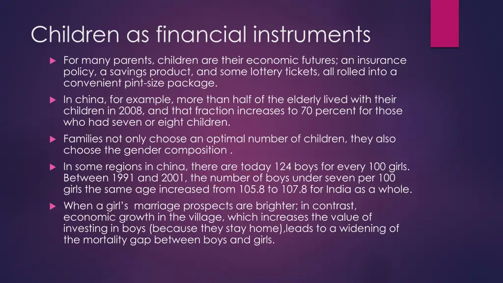 children as financial instruments