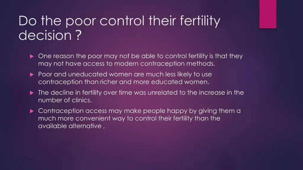 do the poor control their fertility decision