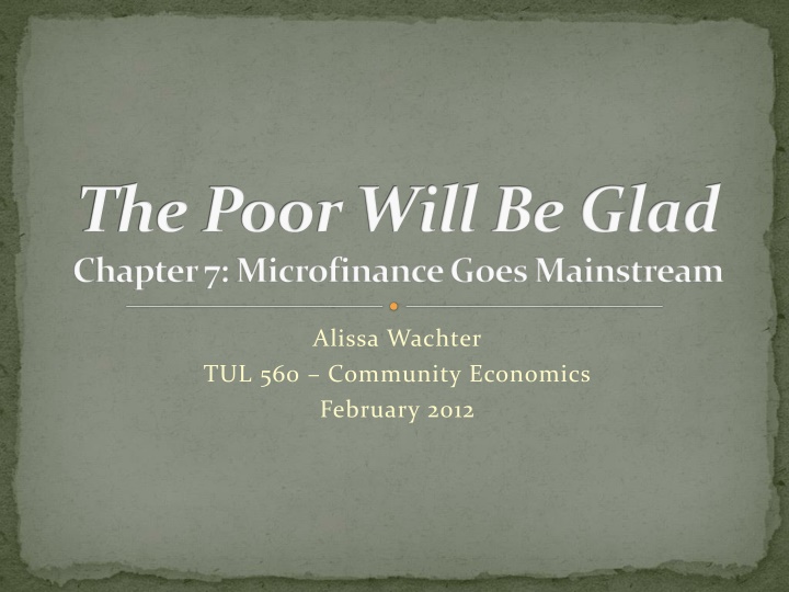 the poor will be glad chapter 7 microfinance goes