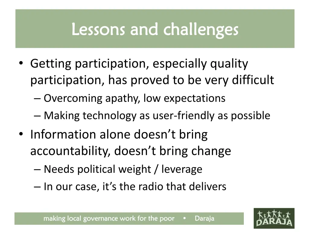 lessons and challenges lessons and challenges