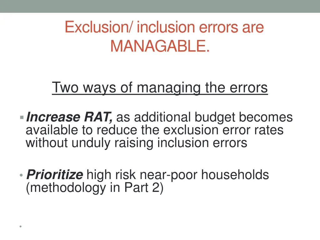 exclusion inclusion errors are managable