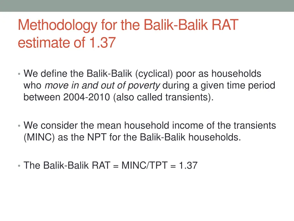 methodology for the balik balik rat estimate