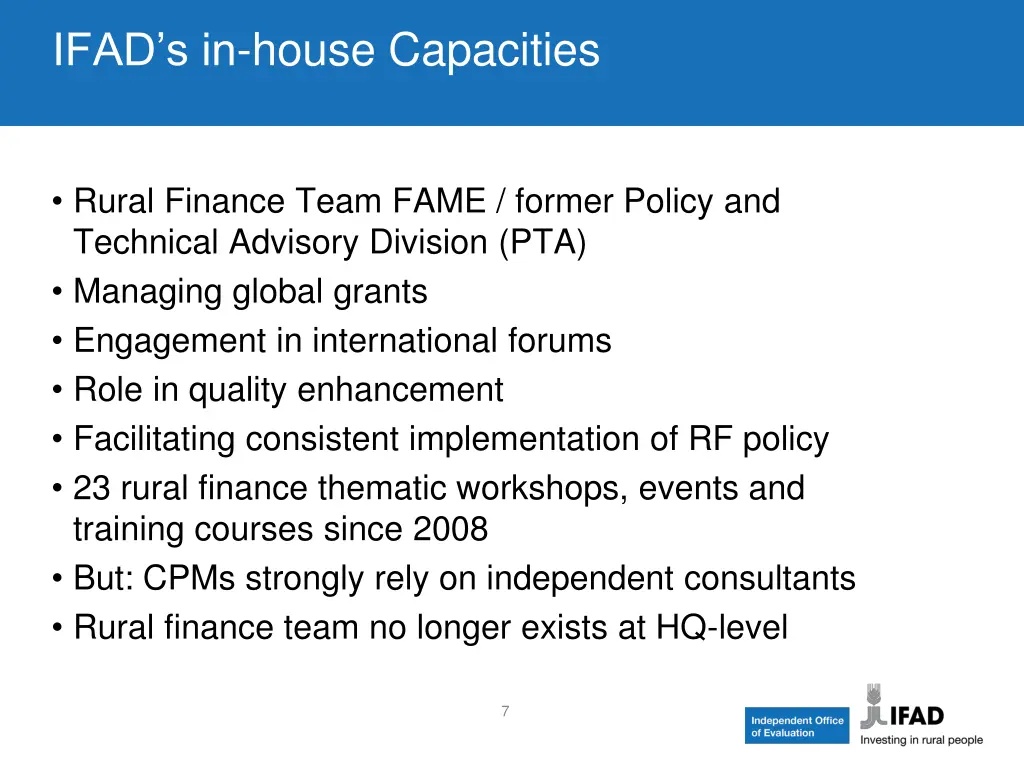 ifad s in house capacities