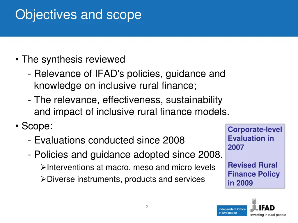 objectives and scope