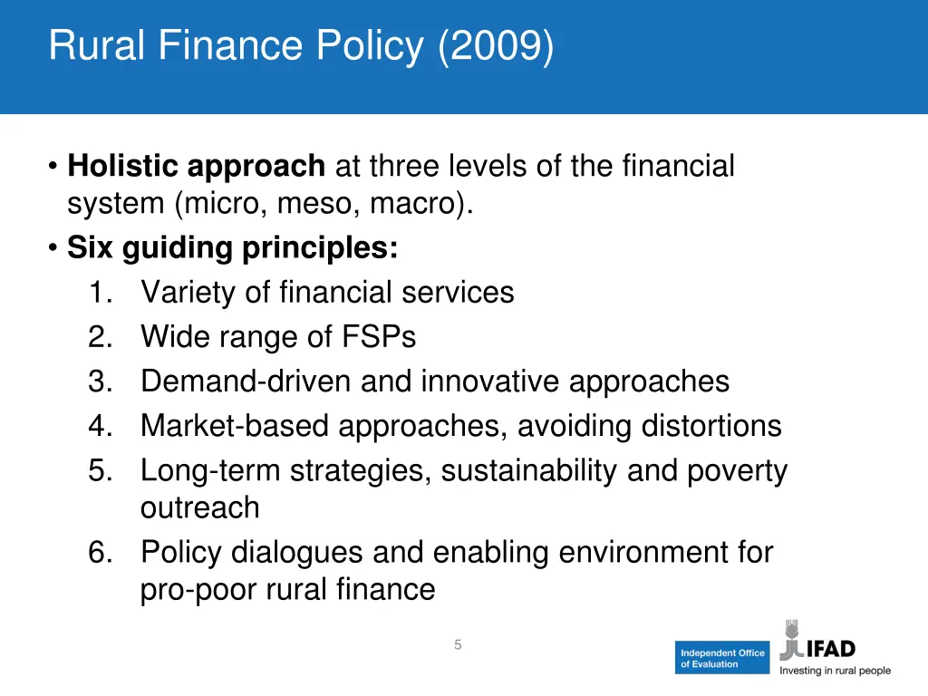 rural finance policy 2009